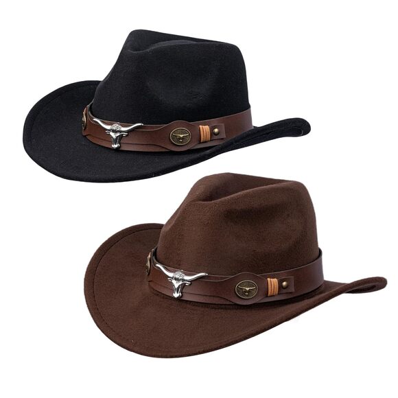 6226 Black Cowboy Hat, Classic Wide Brim Western Hat For Women Men